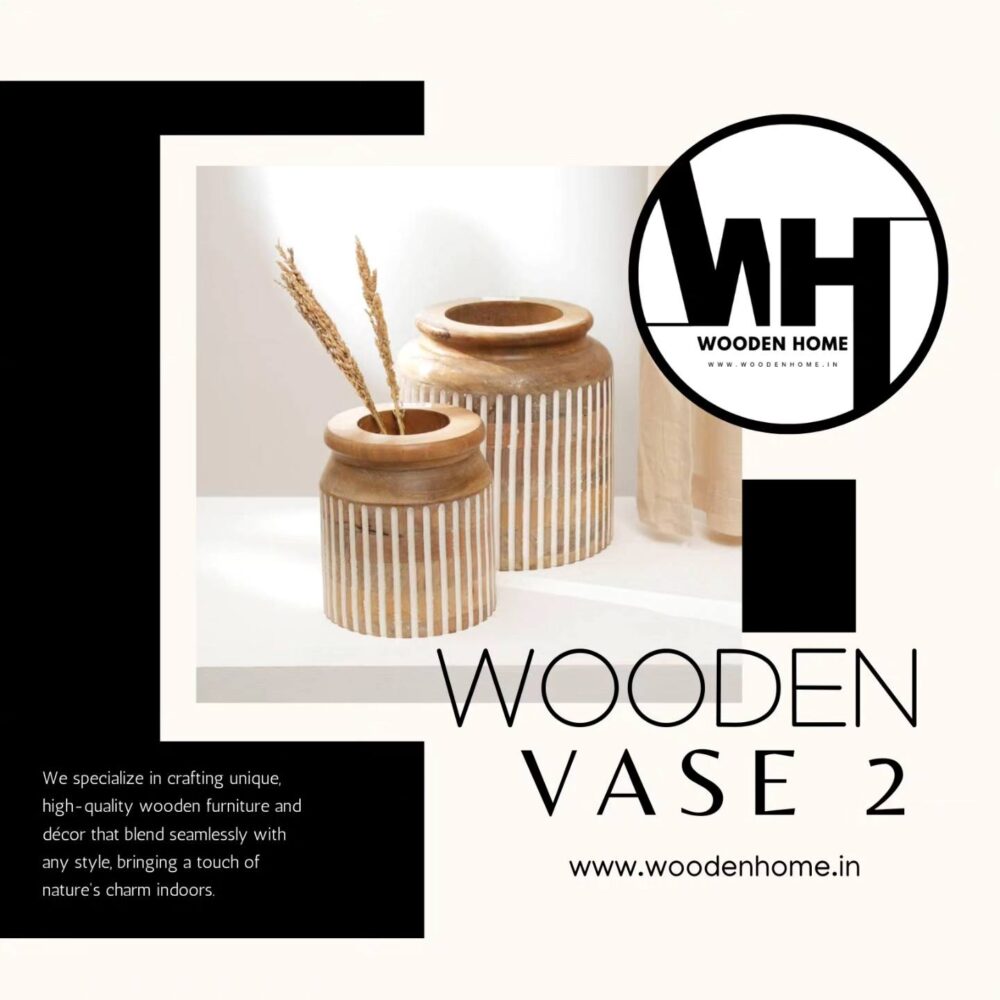 Wooden Home Decorative Vase Set of 2