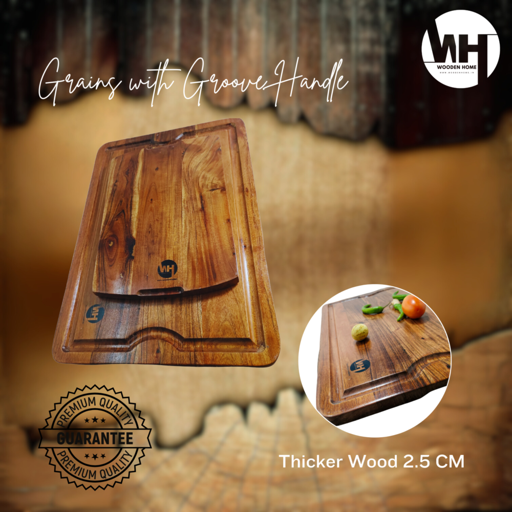 Solid Natural Grains Cutting Board with Groove