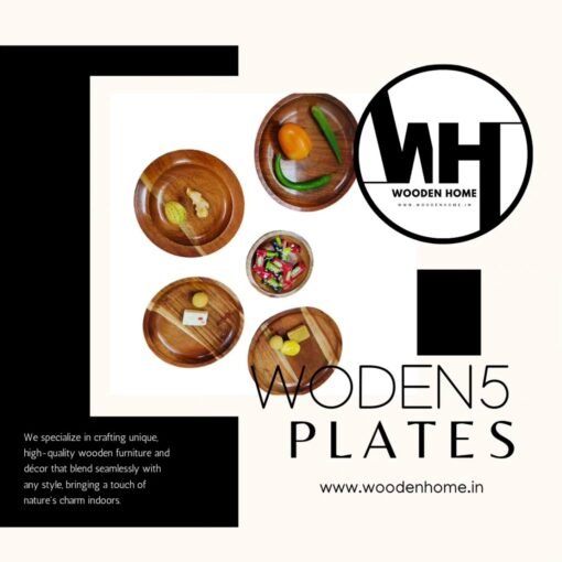Hand Made Solid wood Plates set of 5