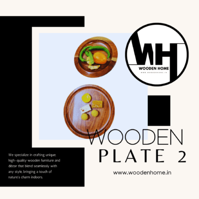 Hand Made Solid wood Plate set of 2