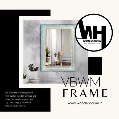 Vintage Blue White Mirror Frame By Wooden Home