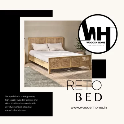 Solid Wood Reto Bed by Wooden Home