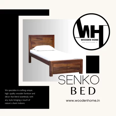 Solid Wood Senko Bed by Wooden Home