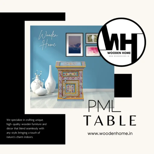 Hand Painted Bed Side Table By Wooden Home