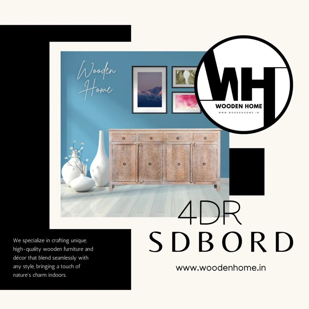 Wood Carving 4DR Sideboard By Wooden Home