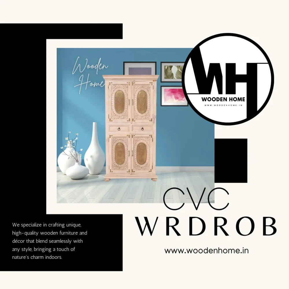 Wood Carving CVC Wardrobe By Wooden Home