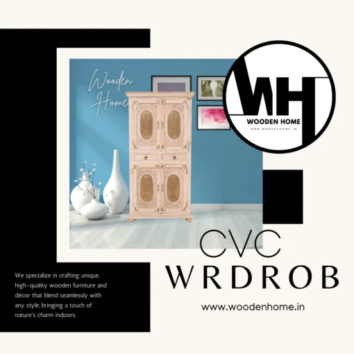 Wood Carving CVC Wardrobe By Wooden Home