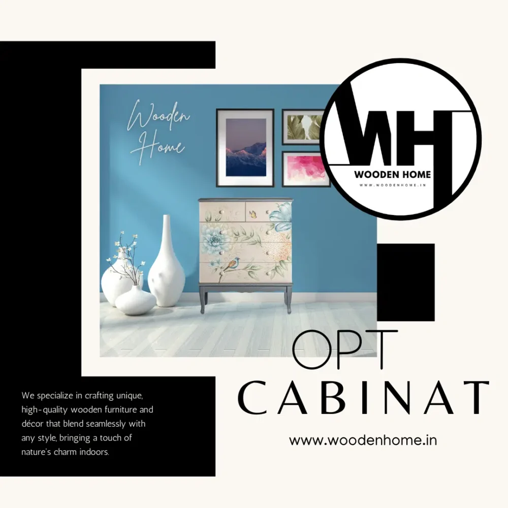 Wood Carving Hand Painted OPT Cabinet By Wooden Home