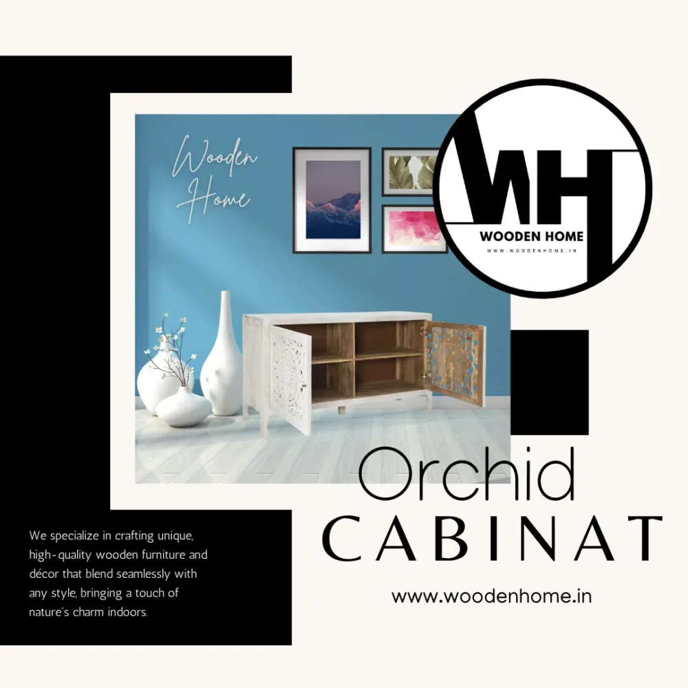 Wood Carving ORCHID Cabinet By Wooden Home