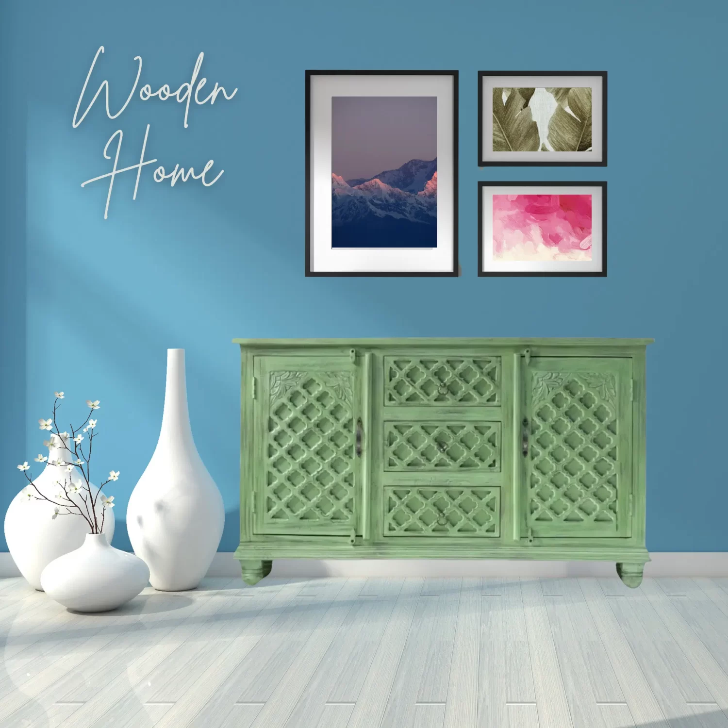 Wooden Home Wood Carving Senna Sideboard By Wooden Home