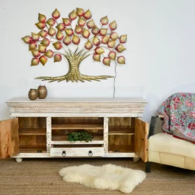 Wooden Home Beautifully White Hand Carved Solid Wood Tv Cabinet 7