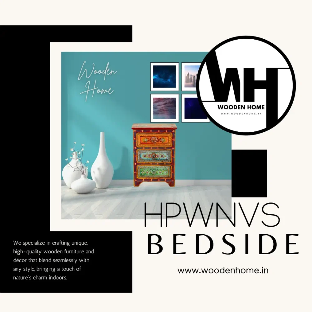 Hand Painted Wood Nightstands Vintage Style Bedside