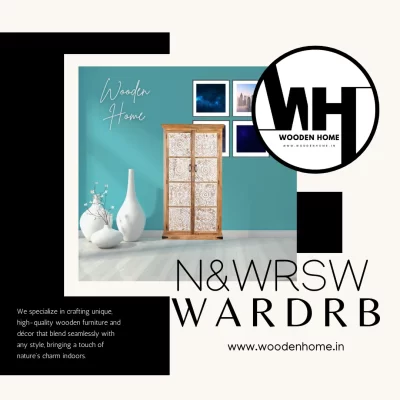 Natural & White Door Rustic Solid Wood Wardrobe