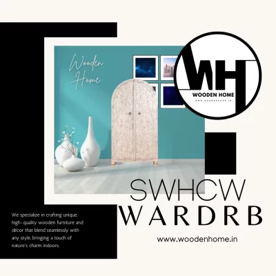 Solid Wood Hand Carved White Wardrobe