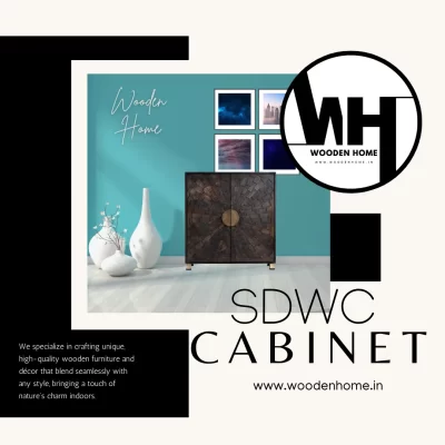 Sunburst Design Wooden Carved Cabinet