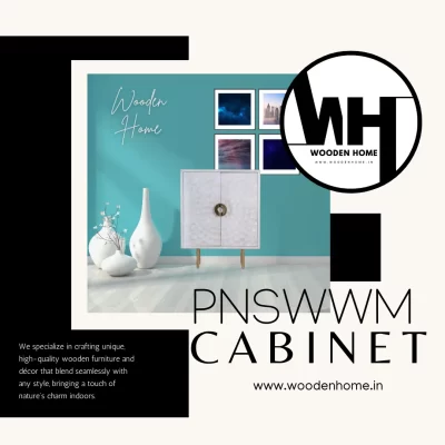 Premium Natural Solid Wood White With Metal Cabinet