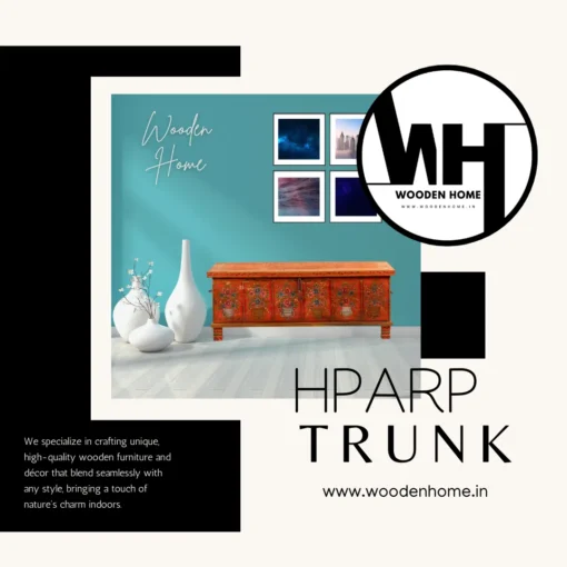 Hand Painted Antique Red Patina Trunk