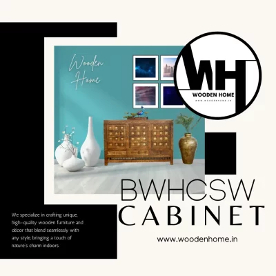 Brass Work Hand Carved Solid Wooden Cabinet