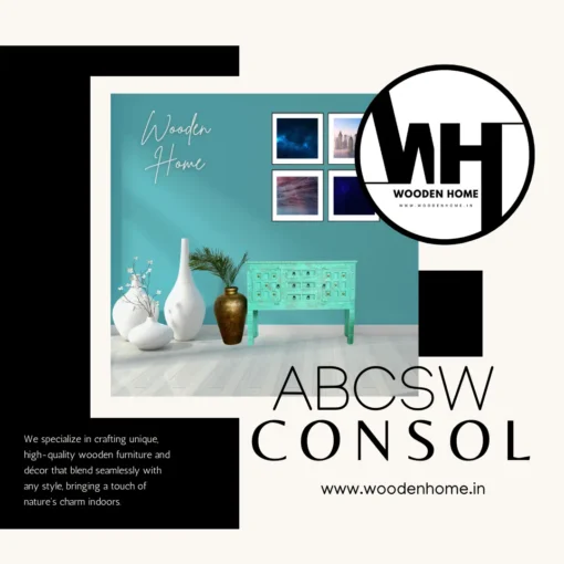 Antique Blue Carving Solid Wood Console