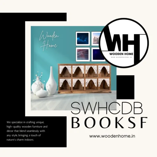 Solid Wood Handcarved Dark Brown Bookshelf