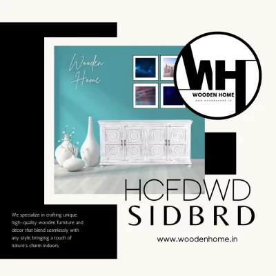 Hand Carved Floral Design Sideboard White Distressed