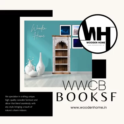 White Wooden Carving Bookshelf