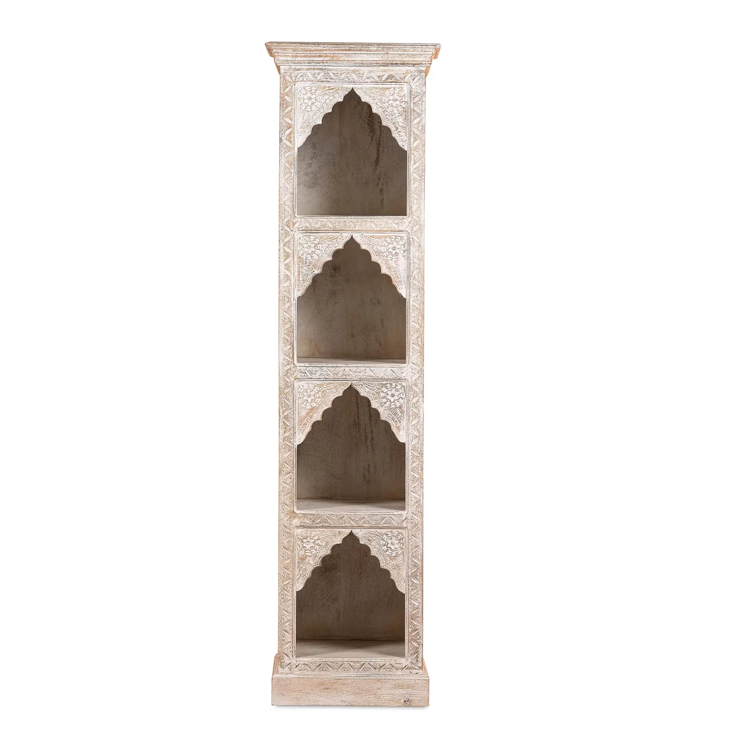 Wooden Home Eternal Classics Hand Carved Whitewash Bookshelf 2