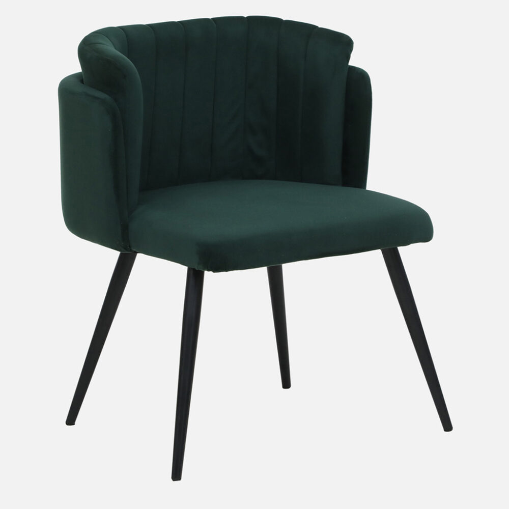 Green Fabric Accent Chair with Wooden Legs