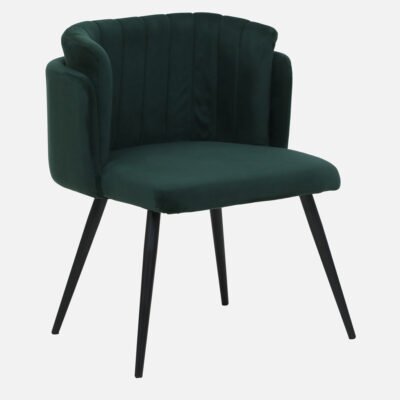 Green Fabric Accent Chair with Wooden Legs