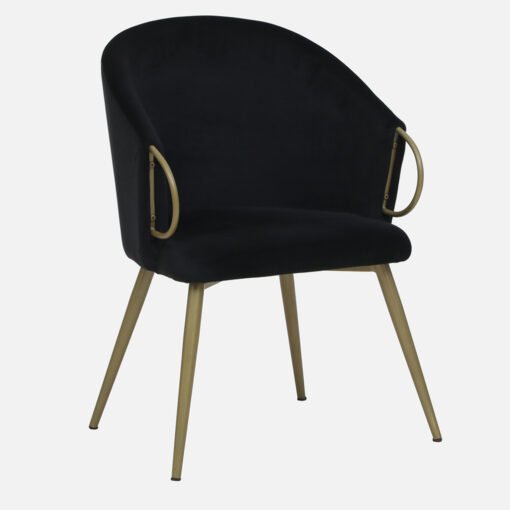 Black Fabric Accent Chair with Gold Metal Legs